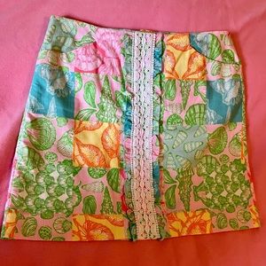 Vintage Lilly Pulitzer patchwork skirt. Size 10